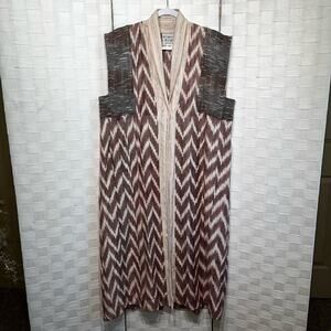 Veranda Wear Handwoven Kimono Full Length Vest 100% Cotton Sustainable Resort OS